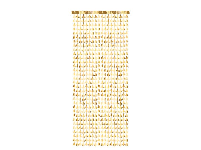 Vorhang - Girlande Weihnachtsbäume, gold, 100x245cm - FeierGlanz